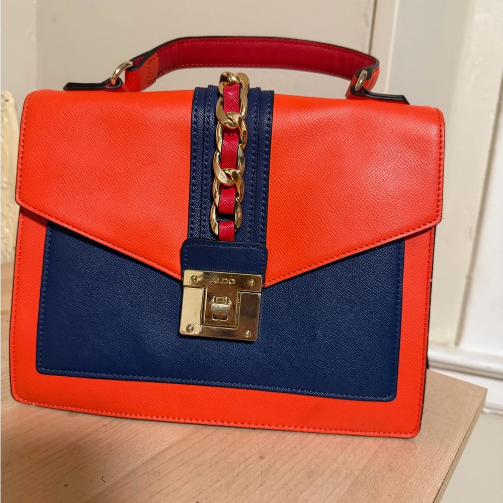 Aldo Bold Orange and Navy Satchel